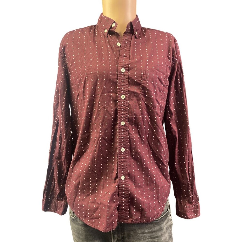 Life After Denim Men's Wine Long Sleeve Casual Button Down Shirt Size S SKU 2208